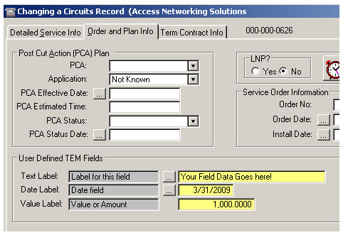 Circuit User-Definable TEM Fields