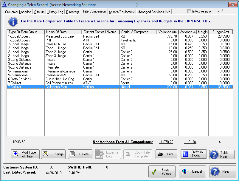 ratecomparisontable